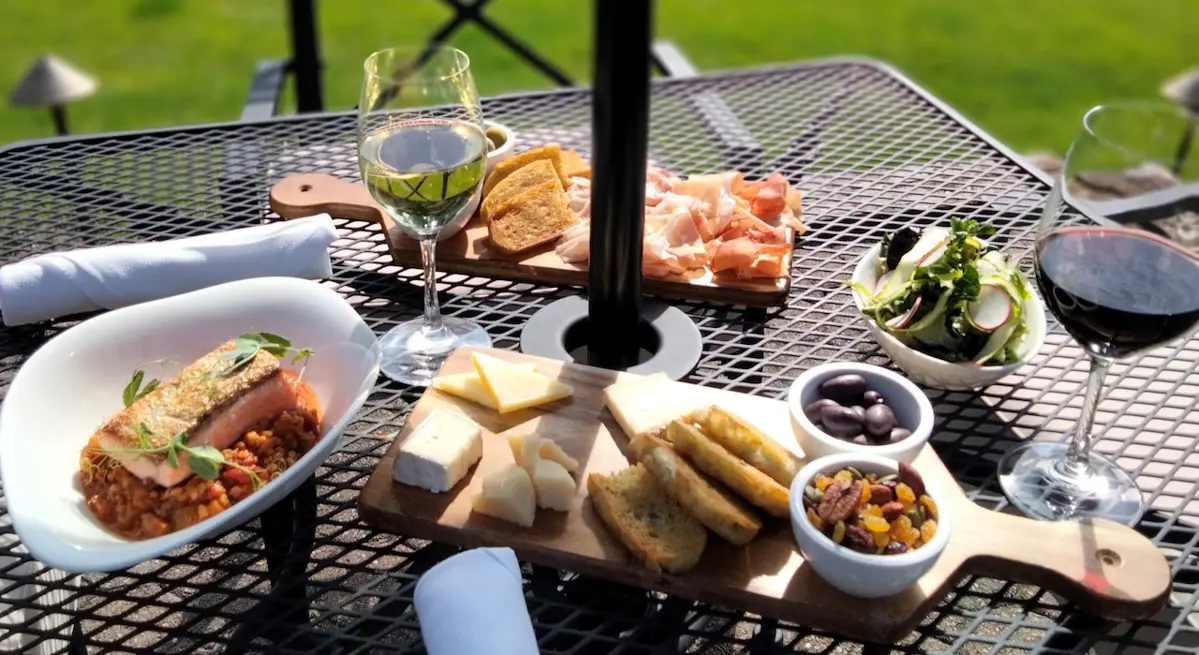 Assorted appetizers on a patio table