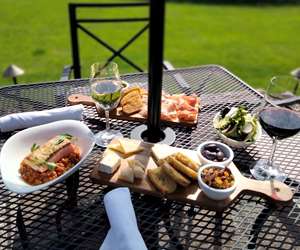 Assorted appetizers on a patio table