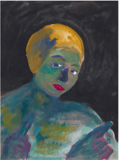 David Fludd b. 1965 Aqua Woman With Yellow Cap, 2000